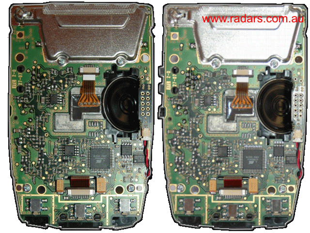 Beltronics STI radar detector internal photograph.