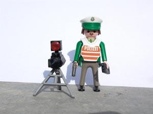 Leggo police speed camera operator with multanova camera.