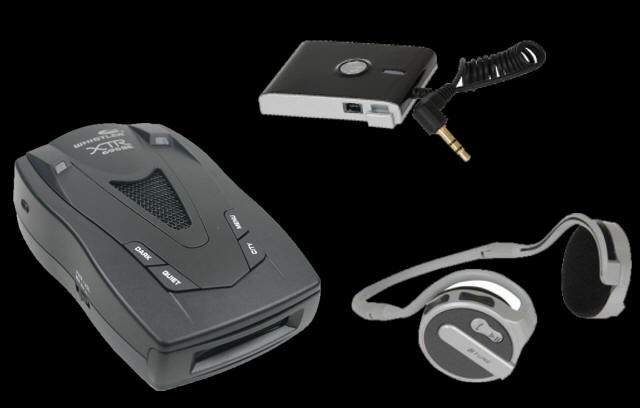 Motorbike radar detector with wireless Bluetooth headset .
