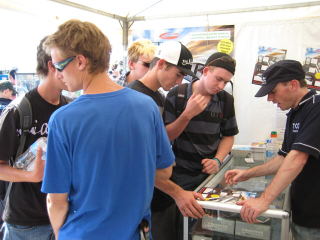 Motorvation Sunday crowd buying radar detectors.